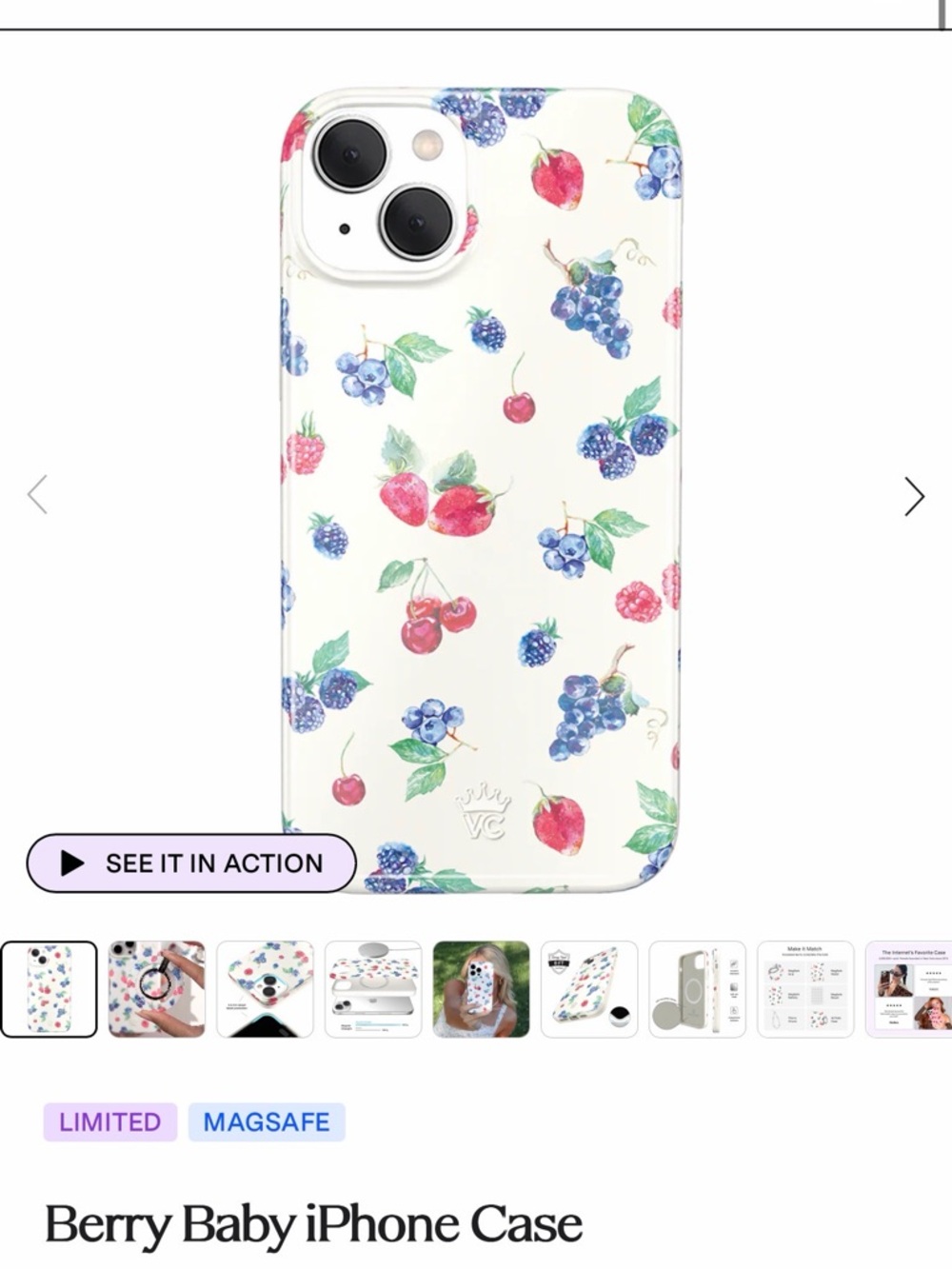 Velvet Caviar Berry Print iPhone 15 Case